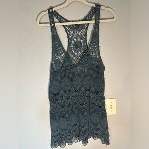 Carrie Allen BOHO Crochet Lace Swim Bathing Suit Cover Up Summer Beach Bohemian